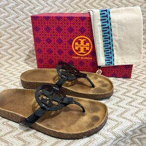 Tory Burch Miller Cloud Patent Leather Cork Sandals